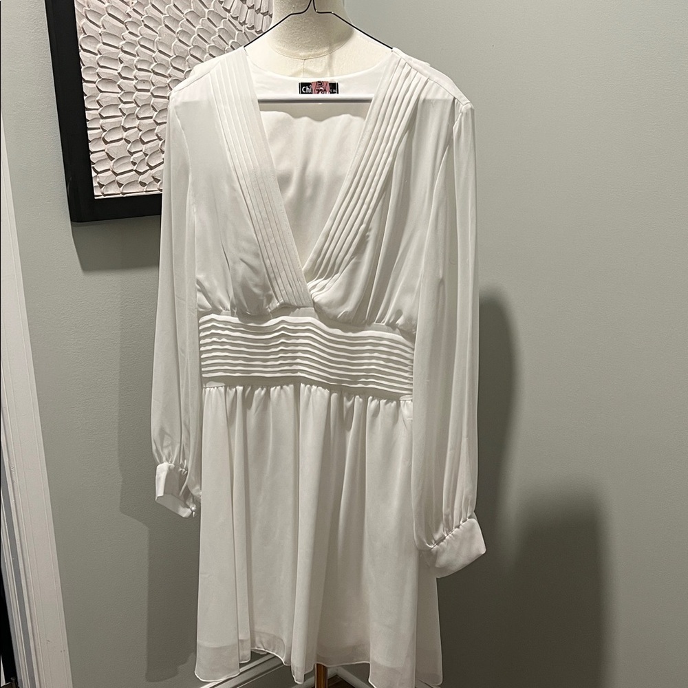 Elegant Long Sleeve White Dress